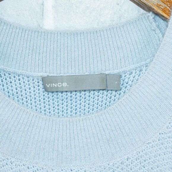 VINCE Women's Oversize Fuzzy Sweater Alpaca Mohair blend in light blue sz L $345 - Picture 3 of 10